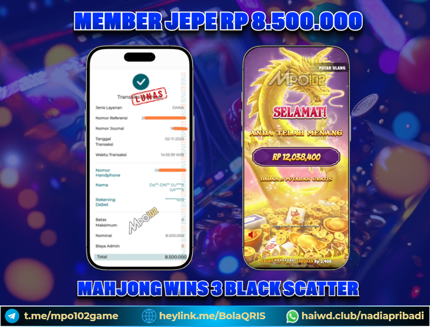 BUKTI KEMENANGAN MEMBER DARI MPO102 SLOT GAME