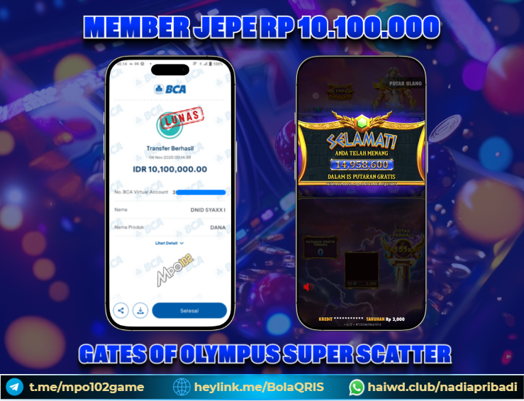 BUKTI KEMENANGAN MEMBER DARI MPO102 SLOT GAME