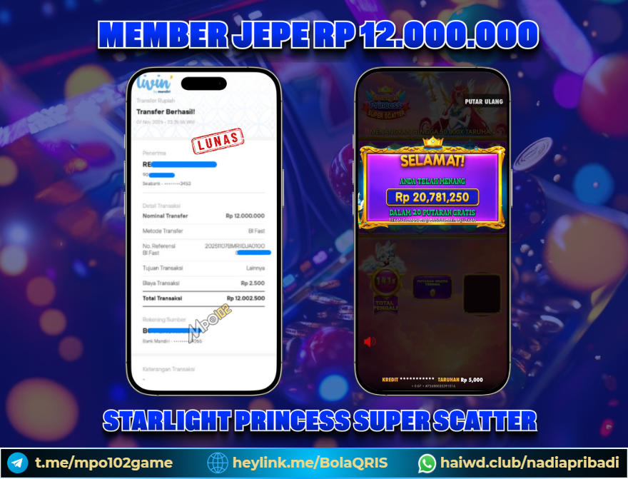 BUKTI KEMENANGAN MEMBER DARI MPO102 SLOT GAME