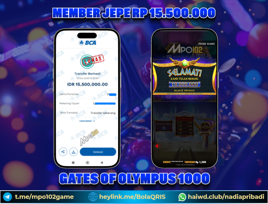 BUKTI KEMENANGAN MEMBER DARI MPO102 SLOT GAME