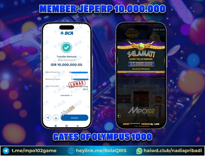 BUKTI KEMENANGAN MEMBER DARI MPO102 SLOT GAME