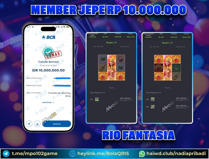 BUKTI KEMENANGAN MEMBER DARI MPO102 SLOT GAME