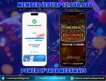 BUKTI KEMENANGAN MEMBER DARI MPO102 SLOT GAME
