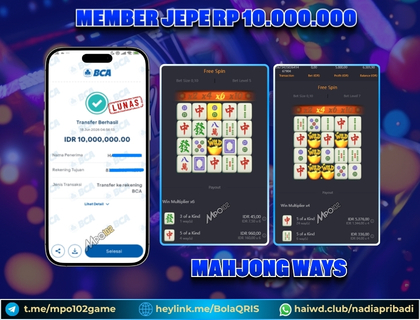 BUKTI KEMENANGAN MEMBER DARI MPO102 SLOT GAME