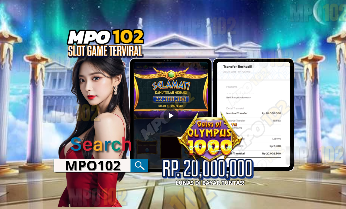 BUKTI KEMENANGAN MEMBER DARI MPO102 SLOT GAME