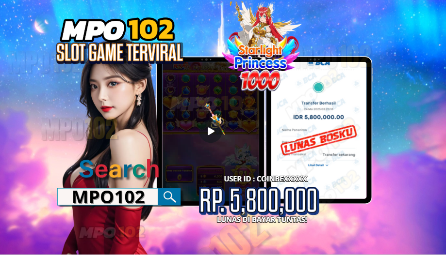 BUKTI KEMENANGAN MEMBER DARI MPO102 SLOT GAME