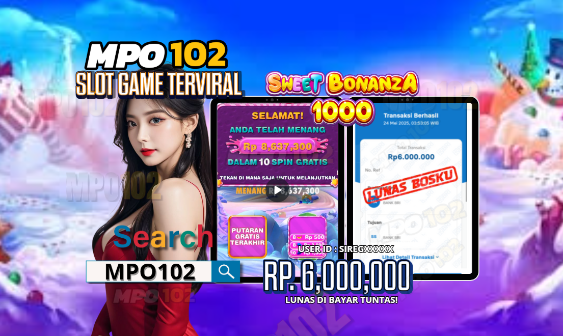 BUKTI KEMENANGAN MEMBER DARI MPO102 SLOT GAME