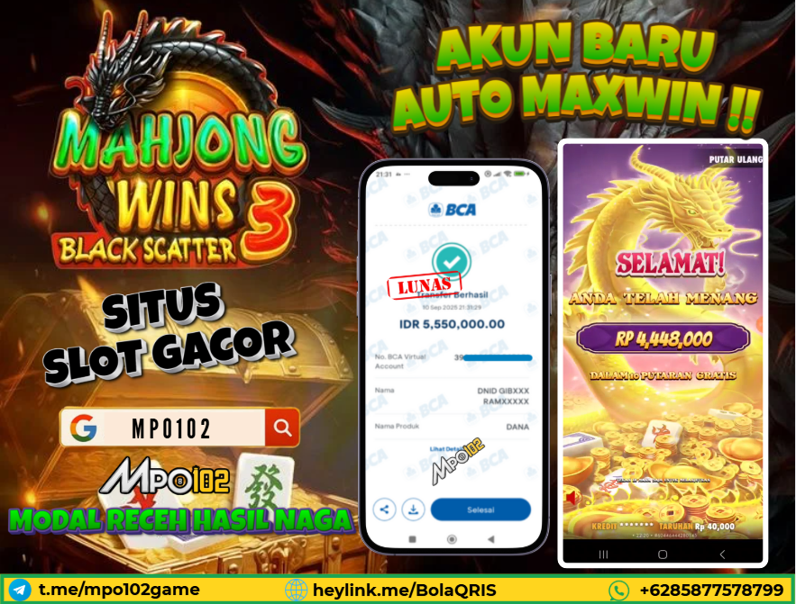 BUKTI KEMENANGAN MEMBER DARI MPO102 SLOT GAME