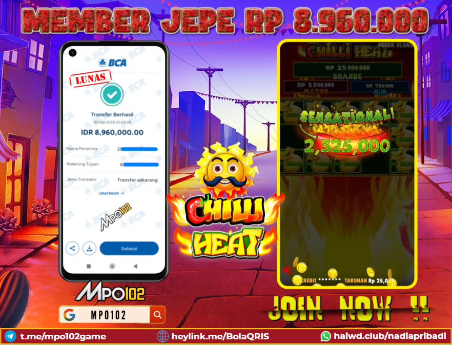 BUKTI KEMENANGAN MEMBER DARI MPO102 SLOT GAME