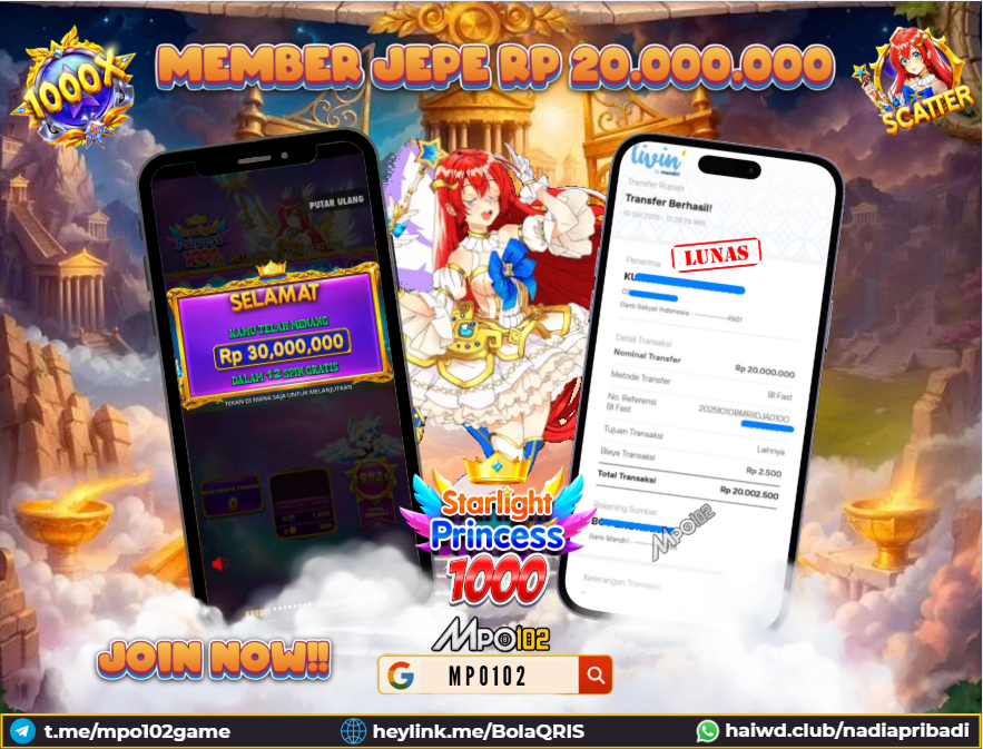 BUKTI KEMENANGAN MEMBER DARI MPO102 SLOT GAME
