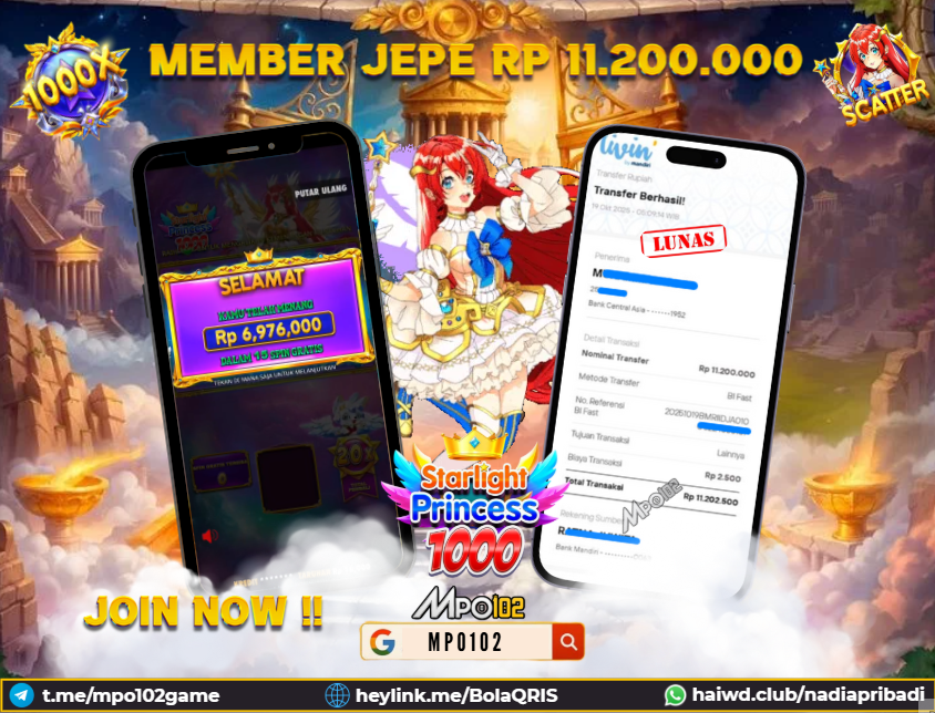 BUKTI KEMENANGAN MEMBER DARI MPO102 SLOT GAME