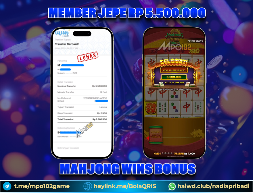 BUKTI KEMENANGAN MEMBER DARI MPO102 SLOT GAME
