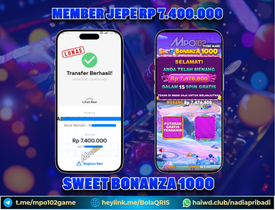 BUKTI KEMENANGAN MEMBER DARI MPO102 SLOT GAME