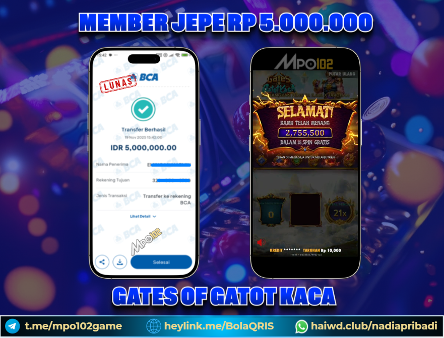 BUKTI KEMENANGAN MEMBER DARI MPO102 SLOT GAME