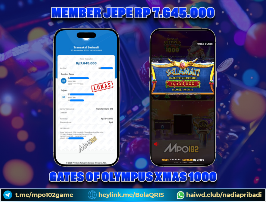 BUKTI KEMENANGAN MEMBER DARI MPO102 SLOT GAME