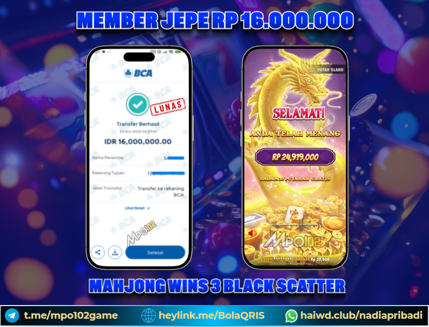 BUKTI KEMENANGAN MEMBER DARI MPO102 SLOT GAME