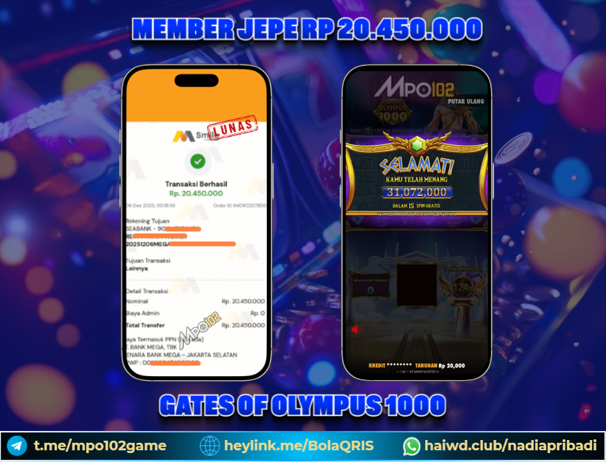 BUKTI KEMENANGAN MEMBER DARI MPO102 SLOT GAME