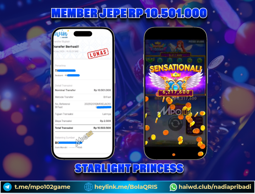 BUKTI KEMENANGAN MEMBER DARI MPO102 SLOT GAME