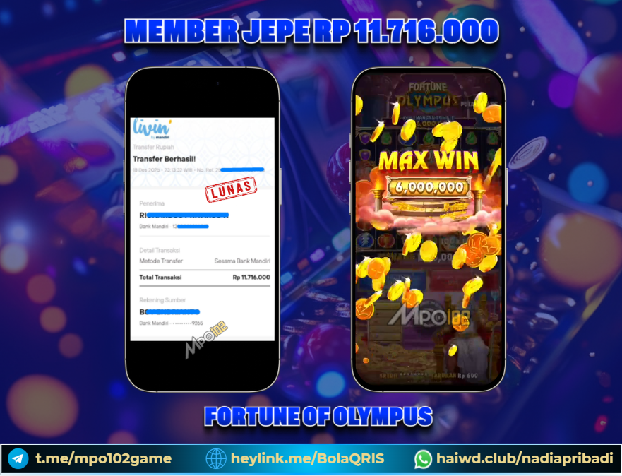 BUKTI KEMENANGAN MEMBER DARI MPO102 SLOT GAME
