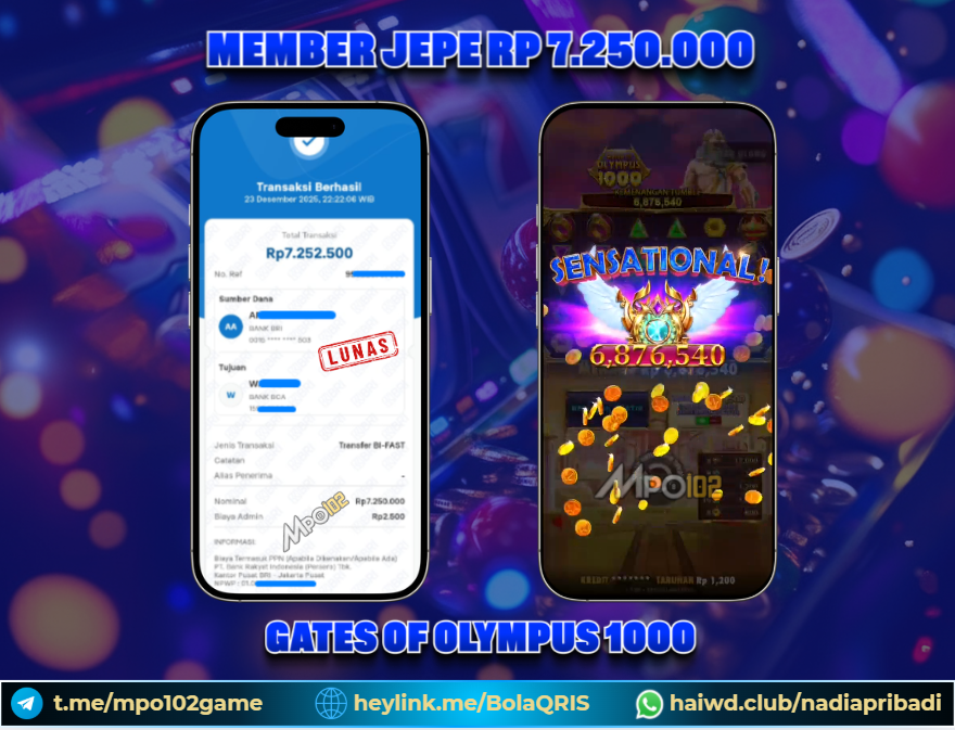 BUKTI KEMENANGAN MEMBER DARI MPO102 SLOT GAME