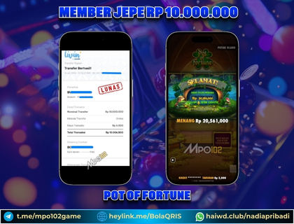 BUKTI KEMENANGAN MEMBER DARI MPO102 SLOT GAME