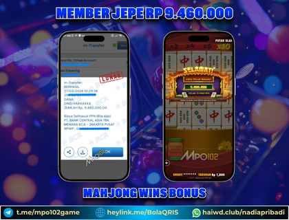 BUKTI KEMENANGAN MEMBER DARI MPO102 SLOT GAME