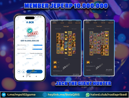 BUKTI KEMENANGAN MEMBER DARI MPO102 SLOT GAME