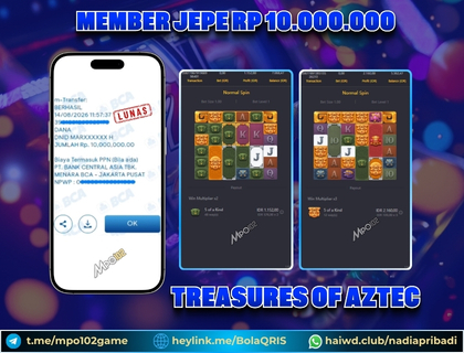 BUKTI KEMENANGAN MEMBER DARI MPO102 SLOT GAME