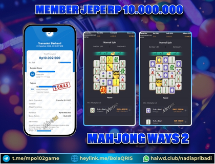 BUKTI KEMENANGAN MEMBER DARI MPO102 SLOT GAME