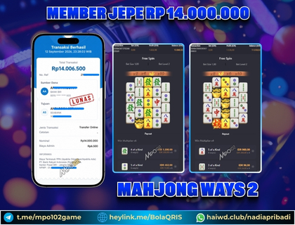 BUKTI KEMENANGAN MEMBER DARI MPO102 SLOT GAME